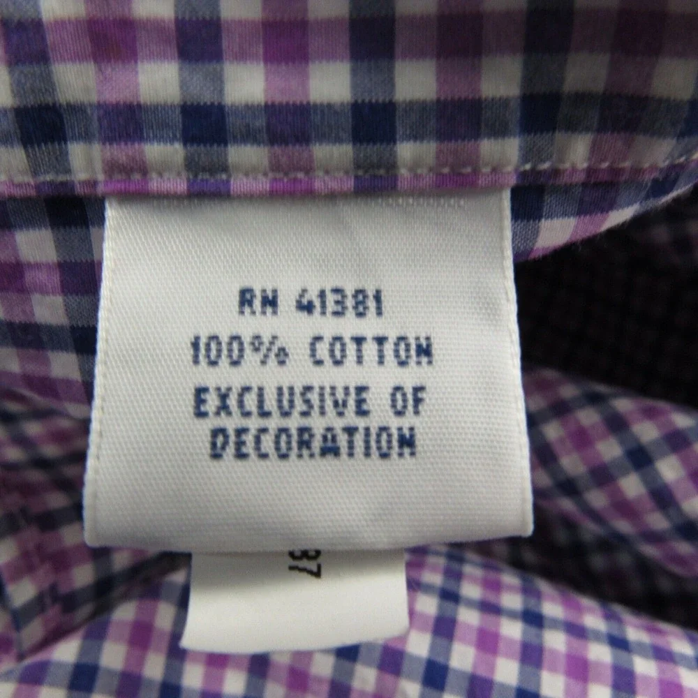 Polo Ralph‎ Lauren Shirt Mens Small Gingham Check Purple Blue Button Down Preppy
